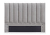 Amos Upholstered Storage Bed in Grey Fabric with Channelled Headboard & 3 Built-in Drawers - Queen Size | Lit de rangement Amos rembourré en tissu gris avec tête de lit à canaux et 3 tiroirs intégrés - format grand lit