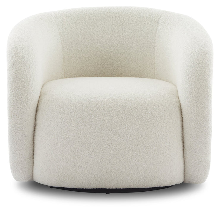 Solo 31.1\" Sherpa Fabric Curved Accent Chair - Ice Cream 