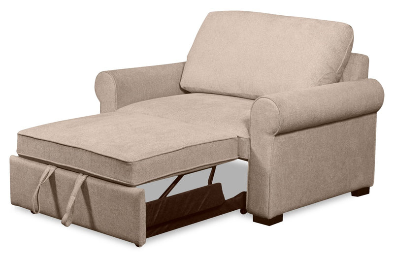 Scott Living Haven 55\" Chenille Fabric Sleeper Chair with Wood Legs - Taupe