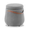 Vancouver 18" Round Fabric Storage Ottoman with Handle - Grey|Pouf de rangement rond Vancouver de 18 po en tissu avec poignée - gris