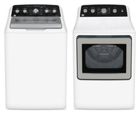 GE 4.9 Cu. Ft. Top Load Washer and 7.2 Cu. Ft. Electric Dryer with SaniFresh 