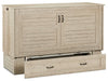 Parker Cabinet Bed with Memory Foam Mattress, Brushed Driftwood - Queen Size    | Armoire-lit Parker - Taupe
