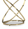 Joyce 38" Glam Round 3-Pack Coffee + 2 End Tables - Gold Metal Base with Glass Top | Ensemble de 3 tables rondes somptueuses Joyce de 38 po, table à café et 2 tables de bout - base en métal doré avec dessus en verre