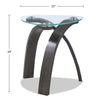 Jorja 23.25" Modern Glass Top End Table - Brown with Bentwoood Legs|Table de bout moderne Jorja de 23,25 po avec dessus en verre - brune avec pattes en bois cintré