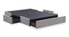 Amos Upholstered Storage Bed in Grey Fabric with Channelled Headboard & 3 Built-in Drawers - Queen Size | Lit de rangement Amos rembourré en tissu gris avec tête de lit à canaux et 3 tiroirs intégrés - format grand lit