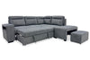 Coast 3-Piece Right-Facing Fabric Sleeper Sectional with Storage and Ottoman - Smoke | Sofa-lit sectionnel de droite Coast 3 pièces en tissu avec rangement et pouf - fumée