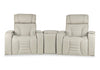 Zen 3-Piece Leather-Look Fabric Home Theatre Power Reclining Sectional with Massage and Storage Console - Apricot | Sofa sectionnel à inclinaison électrique Zen 3 pièces de style cinéma maison en similicuir avec massage et console de rangement - abricot