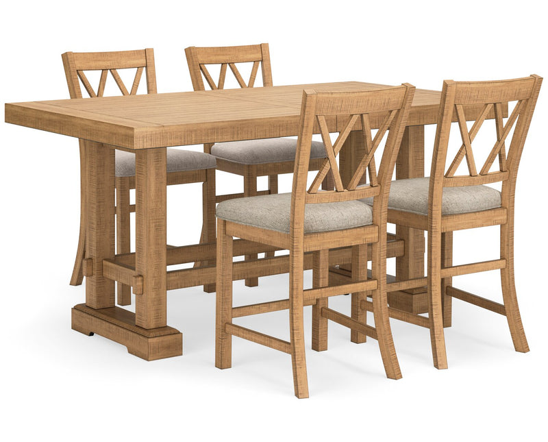 Archer Counter-Height Dining Chair with Fabric Seat, Cross-back - Light Brown