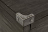 London 42" Industrial Coffee Table – Grey Wood Finish and Silvery Metal Legs | Table à café industrielle London de 42 po - fini en bois gris et pattes en métal argenté  | LONDOCTB
