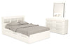 Riley Mates Bed 5pc Set with Bookcase Headboard, Dresser & Mirror, White - Full Size | Ensemble lit matelot Riley 5 pièces avec tête de lit bibliothèque, commode et miroir, blanc - format lit double