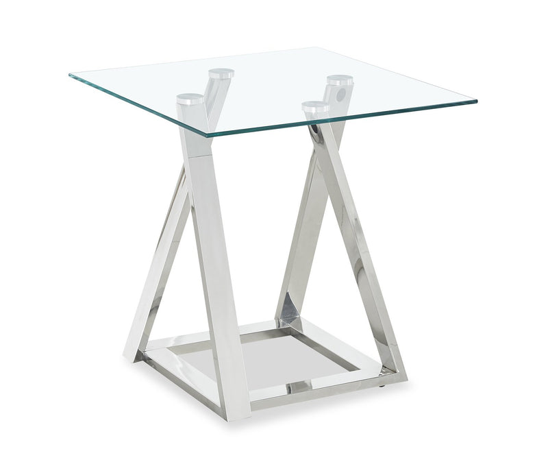 Briar 22\" Modern Glass Top End Table - Silver