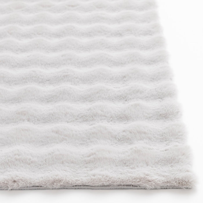 Dream Step Memory Foam Bubble Light Grey Faux Fur Area Rug - 5' x 7'