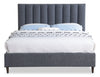 Kort & Co. Rain Upholstered Platform Bed in Charcoal Fabric, Tufted - Full Size | Lit plateforme rembourré Rain de Kort & Co. en tissu anthracite capitonné - format lit double
