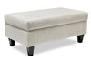 Made in Canada Nofia 44" Chenille Fabric Storage Ottoman with Wood Legs - Linen Beige | Pouf de rangement Nofia de 44 po fabriqué au Canada en tissu de chenille avec pattes en bois - beige lin