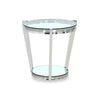 Yonge 22" Modern Round Glass Top End Table with Shelf - Chrome Finish with Stainless Steel | Table de bout ronde moderne Yonge de 22 po avec dessus en verre et tablette - fini chromé avec acier inoxydable