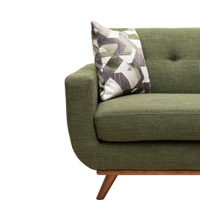 Kort & Co. Freeman 80” Linen-Look Fabric Condo Size Sofa with Wood Legs - Avocado Green