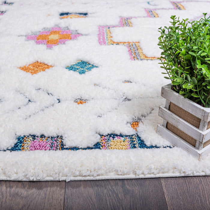 Ellis Multi-Colour Geometric Shag Area Rug - 6'7\" x 9'6\"