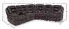 Leo 6-Piece Genuine Leather Reclining Sectional with Storage Console and Dual Cupholders - Walnut Brown | Sofa sectionnel inclinable Leo 6 pièces en cuir véritable avec console de rangement et 2 porte-gobelets - brun noyer