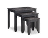 Roma  25" 3-Piece Nesting Tables with Shelf - Black Marble Look | 3 tables gigognes Roma de 25 po avec tablette - imitation de marbre noire