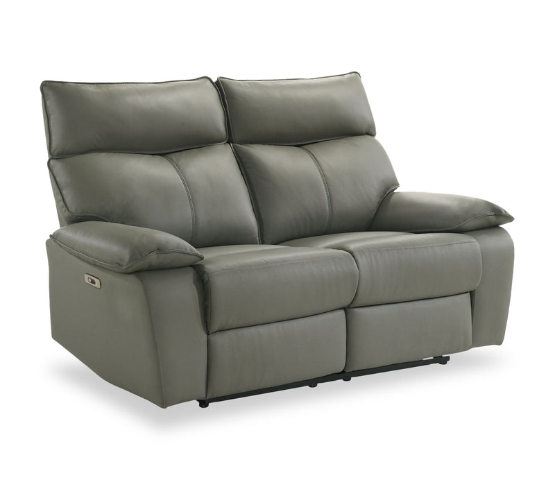 Matteo 64\" Genuine Leather Power Reclining Loveseat - Aviarah Grey