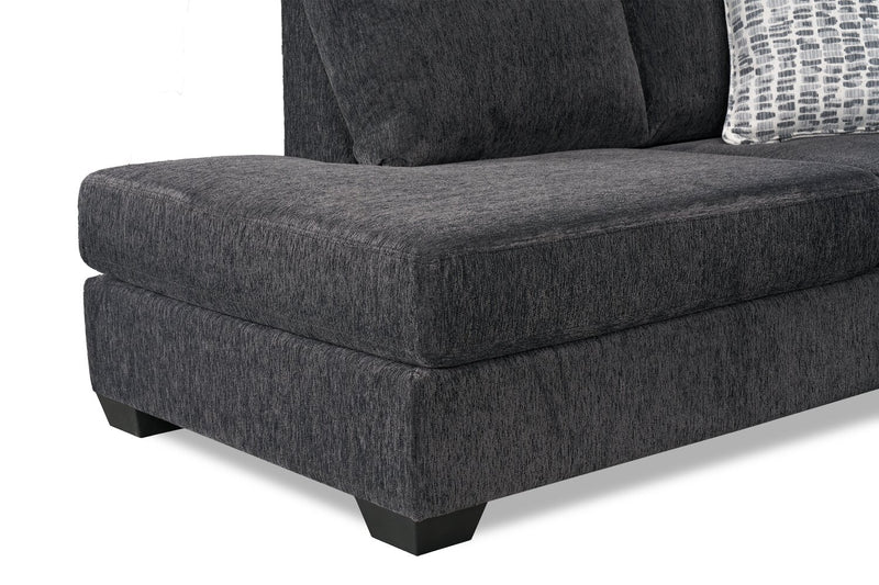 Made in Canada Morgan 2-Piece Left-Facing Chenille Fabric Sectional with Sofa and Accent Pillows - Grey