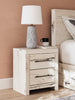 Derekson Bedside 2-Drawer Nightstand with USB Ports, 21.7"W x 24.3"H - Rustic White | Table de nuit Derekson de 21,7 po (L) x 24,3 po (H) à 2 tiroirs avec ports USB - blanc rustique