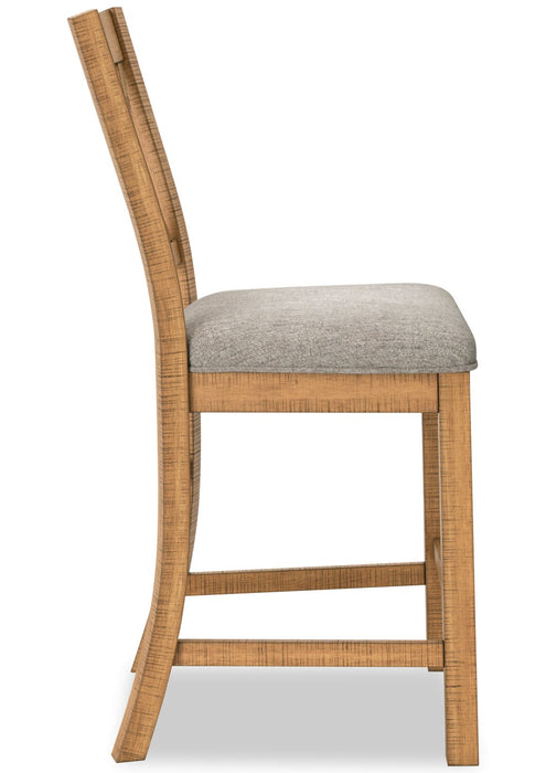 Archer Counter-Height Dining Chair with Fabric Seat, Cross-back - Light Brown