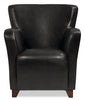 Zello 29.92" Faux Leather Accent Chair with Wood Legs - Black | Fauteuil d’appoint Zello de 29,92 po en similicuir avec pattes en bois - noir