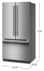 KitchenAid 36" 22 Cu. Ft. French Door Refrigerator - PrintShield Stainless Steel - KRFC136TPS | Réfrigérateur KitchenAid de 22 pi³ à portes françaises - acier inoxydable PrintShieldMC - KRFC136TPS