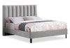 Amos Upholstered Headboard in Grey Fabric, Channelled - Queen Size | Tête de lit rembourrée Amos en tissu gris en canaux - format grand lit