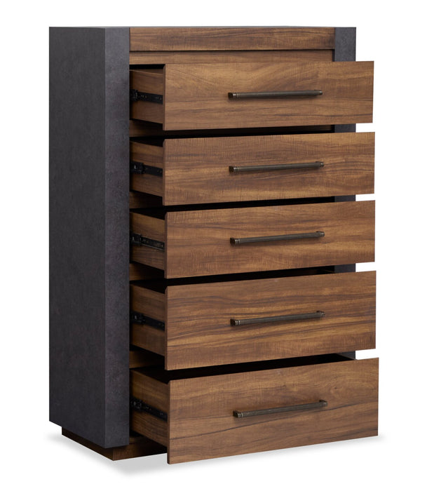 Scott Living Dante Bedroom Chest of Drawers, 5-Drawer, 36\"W x 52.4\"H - Brown