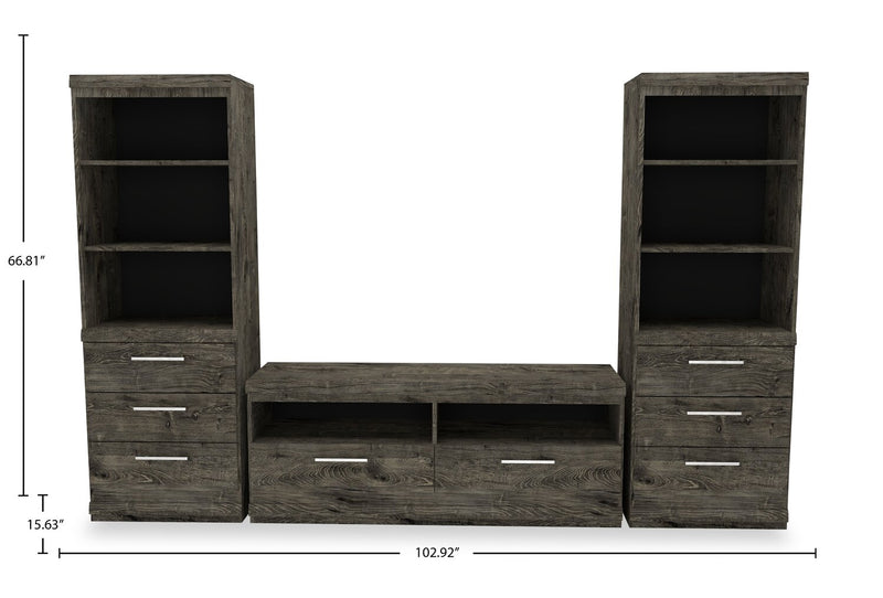 Camden 102.7\" 3-Piece Entertainment Centre with Storage and Cable Management for TVs up to 60\" - Alabaster Oak