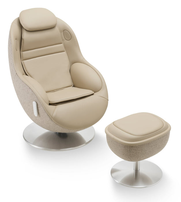 LG 29.6\" Leather-Look Fabric Reclining Massage Chair with Matching Ottoman - Brown