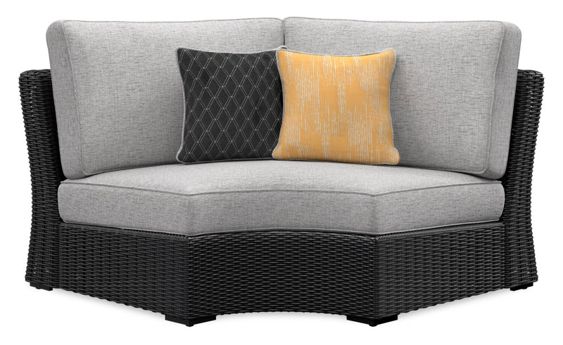 Jasper Outdoor Patio Corner Chair - Resin Wicker, Nuvella Fabric, UV & Weather Resistant - Grey/Black