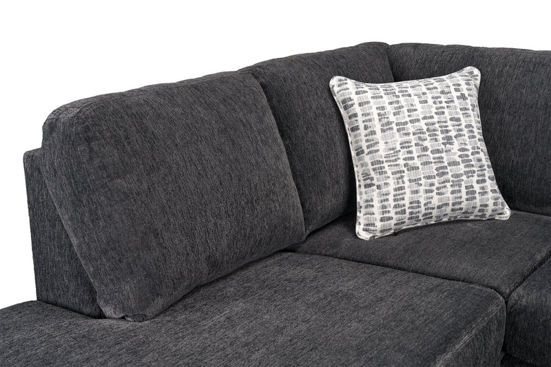 Made in Canada Morgan 3-Piece Left-Facing Chenille Fabric Sectional with Sofa and Accent Pillows - Grey