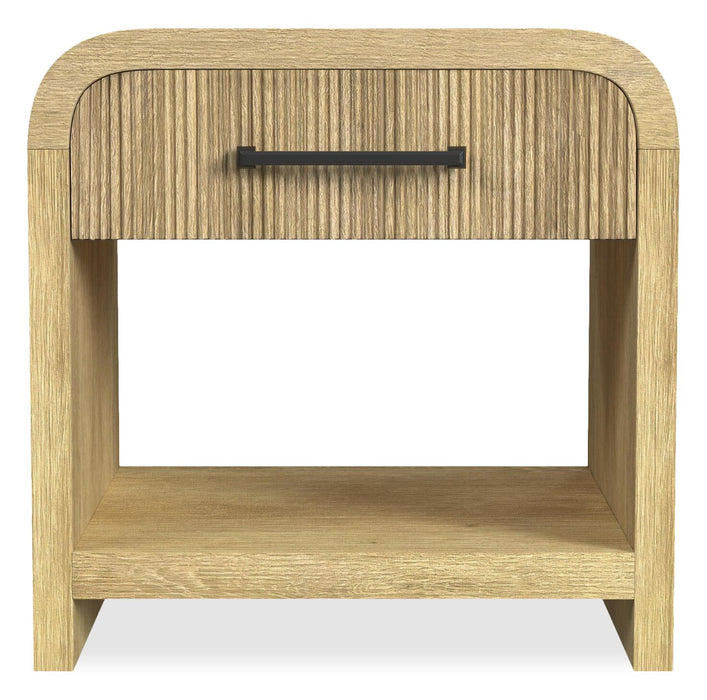Scott Living Lenore 24” Modern End Table with Storage, Shelf and USB Port - Natural