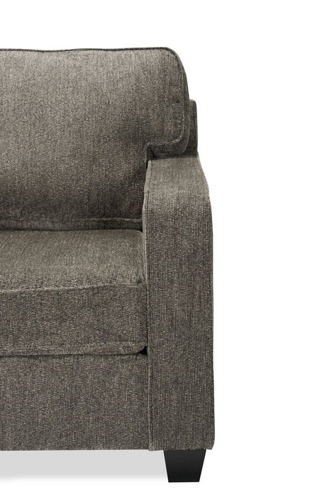 Made in Canada Lennox 35\" Chenille Fabric Chair with Reversible Cushions and Track Arms - Grey
