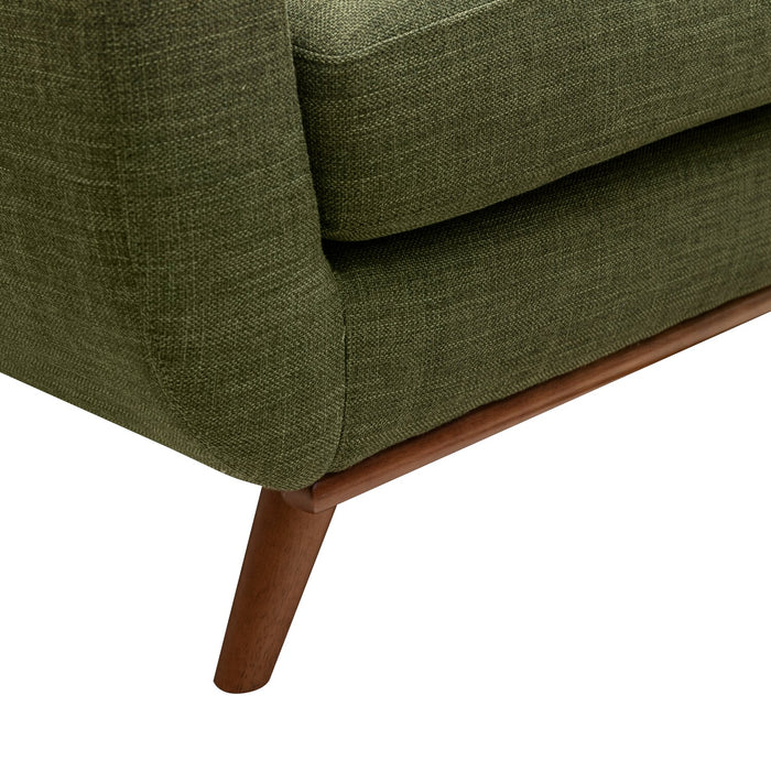 Kort & Co. Freeman 80” Linen-Look Fabric Condo Size Sofa with Wood Legs - Avocado Green