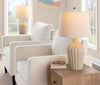Willa Rockwell 23" Contemporary Ceramic Table Lamp in Cuban Sand Ceramic, Polished Nickel and Natural Linen Shade | Lampe de table contemporaine Willa Rockwell de 23 po en céramique de couleur sable cubain, en nickel poli et avec abat-jour lin naturel