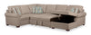 Scott Living Haven 4-Piece Right-Facing Chenille Fabric Sleeper Sectional with Storage Chaise - Taupe | Sofa-lit sectionnel de droite Haven de Scott Living 4 pièces en tissu de chenille avec fauteuil long de rangement - taupe