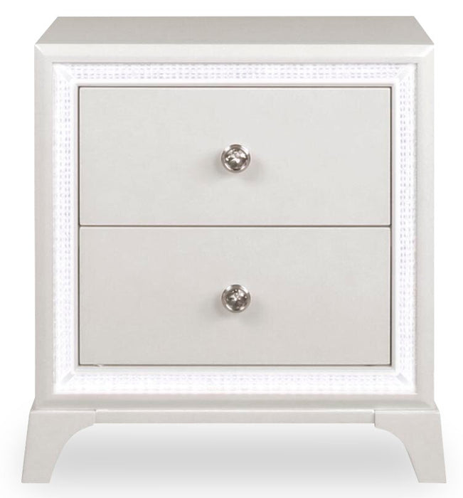 Halo 6pc Bedroom Set with Bed, Dresser, Mirror & Nightstand, LED, Glam, White - Queen Size