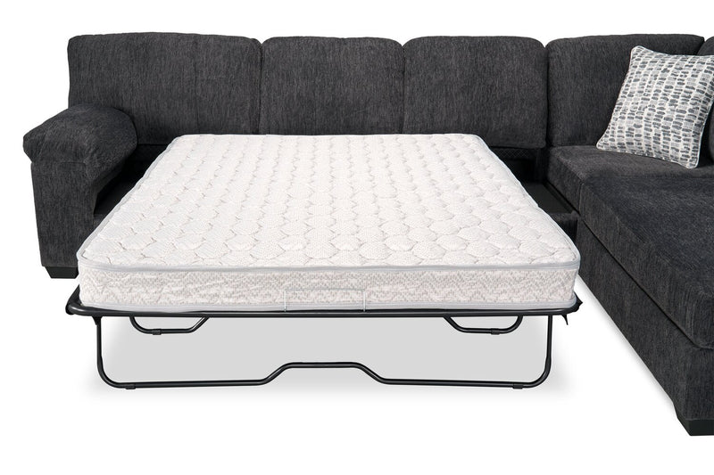 Made in Canada Morgan 2-Piece Right-Facing Chenille Fabric Sofa Bed Sectional with Accent Pillows - Grey