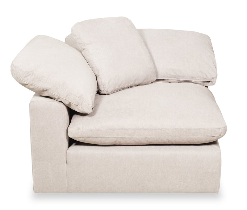 Eclipse Modular 4-Piece Linen-Look Fabric Pit Sofa Sectional with Reversible Feather Down Cushions - Linen White