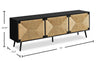 Jersey 71" Tv Stand with Seagrass-Look Cabinet Doors for TVs up to 70" - Black | Meuble pour téléviseur Jersey de 71 po avec portes d’armoires d’apparence ruppie maritime pour téléviseurs jusqu’à 70 po - noir