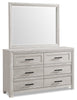 Lark 6pc Bedroom Set with Panel Bed, Dresser, Mirror & Nightstand, Rustic White - Full Size | Ensemble de chambre à coucher Lark 6 pièces blanc rustique avec lit à panneaux, commode, miroir et table de nuit - format lit double