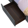 Amos Upholstered Storage Bed in Charcoal Fabric with Channelled Headboard & 3 Built-in Drawers - King Size | Lit de rangement Amos rembourré en tissu anthracite avec tête de lit à canaux et 3 tiroirs intégrés - format très grand lit