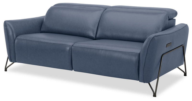 Riviera Top-Grain Genuine Leather Power Reclining Sofa - Blue