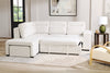 Coast 3-Piece Left-Facing Ivory White Fabric Sleeper Sectional with Storage Chaise and Storage Armrest | Sofa-lit sectionnel de gauche Coast 3 pièces en tissu blanc ivoire avec fauteuil long de rangement et accoudoir de rangement