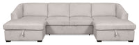 Envy 3-Piece Chenille Fabric Sleeper Sectional with Two Storage Chaises - Fog Grey
