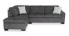 Aubrey 114" Left-Facing Chenille Fabric Eurostyle Queen Sofa Bed Sectional with Wooden Legs – Grey | Sofa-lit sectionnel de gauche avec grand lit Aubrey de 114 po de style européen en tissu de chenille avec pattes en bois - gris